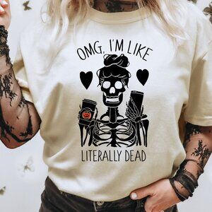 Halloween Shirt Vintage Style Unisex Funny Skeleton Tee